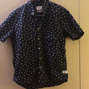 Public Art Men's Blue Avocado Print Shirt Medium